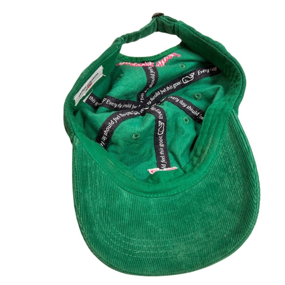 Vineyard Vines Green Corduroy Whale Logo Adjustable Baseball Cap Hat Mens Womens - Picture 7 of 7